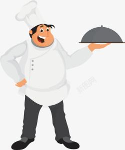 厨师推荐菜端着盘子的大厨高清图片