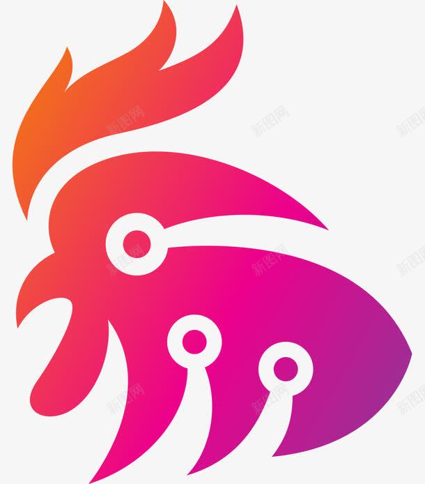卡通手绘紫红渐变鸡头图标png_新图网 https://ixintu.com 卡通的鸡头 平面图标 手绘的鸡头 紫红的鸡头 鸡头的图标