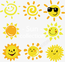 微商微笑的金色太阳矢量图高清图片