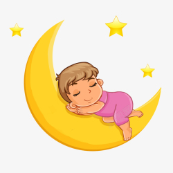 安睡月亮上睡觉的小孩3高清图片