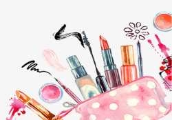 化妆品海报卡通手绘化妆品海报高清图片