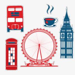 英国红茶伦敦元素矢量图高清图片