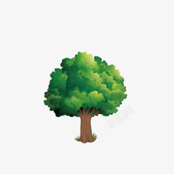 一棵大树卡通手绘绿色植树节大树矢量图高清图片