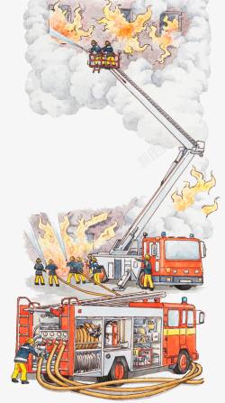 云梯素材消防队伍救火高清图片