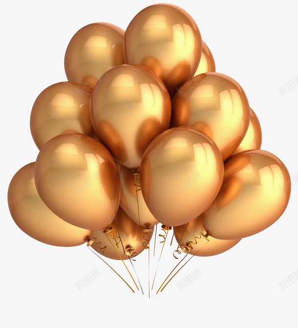 手绘卡通金色气球png免抠素材_新图网 https://ixintu.com 一堆气球 浪漫气球 金色 金色发光气球 飞翔