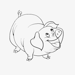 简洁吃东西的猪抬头开心猪简笔画图标高清图片