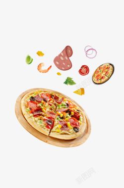 洋葱披萨芝士火腿披萨高清图片