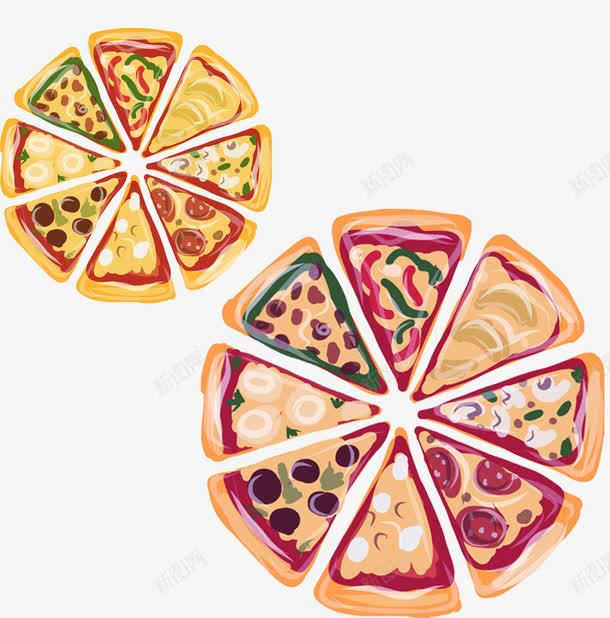 两份不一样的披萨png免抠素材_新图网 https://ixintu.com 卡通 披萨 熟食 美食 食物