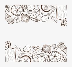 手绘风蔬菜装饰框矢量图素材