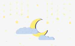 天花星空装饰卡通夜晚星星和月亮高清图片