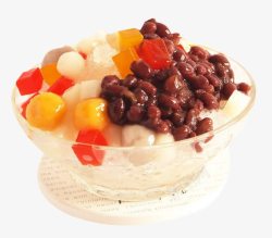 实物水果炒冰美味红豆布丁冰粥高清图片
