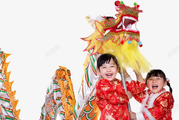 庆祝春节png免抠素材_新图网 https://ixintu.com 中国节日 传统文化 红色 舞龙