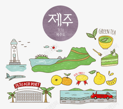 卡通手绘韩文图标图标