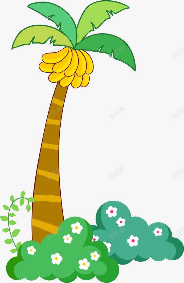 卡通香蕉树png免抠素材_新图网 https://ixintu.com AI 卡通 大树 手绘 抽象 树木 椰树 绿地 绿色 绿草 草丛 香蕉 香蕉水