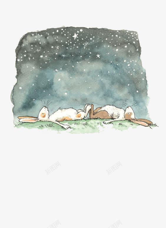 星空png免抠素材_新图网 https://ixintu.com 兔子 卡通星空 小兔子 手绘星空 星星 水彩星空 漫画