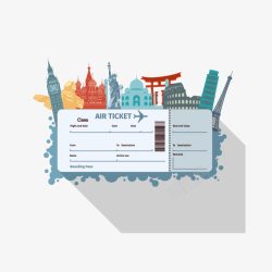 法国海报背景机票与旅游建筑矢量图高清图片