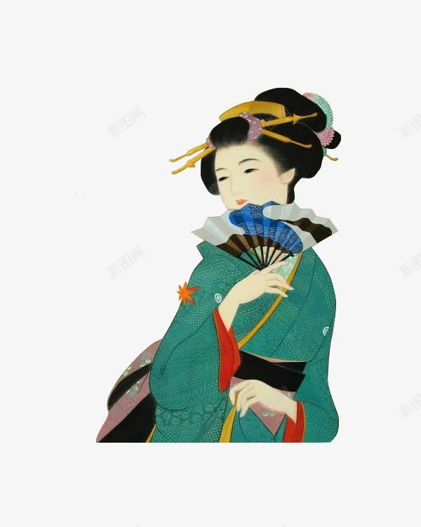 日本日姬画png免抠素材_新图网 https://ixintu.com 人物 和风 日本文化 毛笔绘画