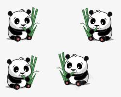 可爱熊猫吃竹子素材