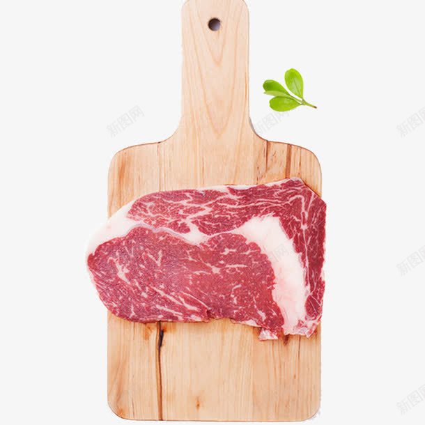 牛排png免抠素材_新图网 https://ixintu.com 牛肉 牛腱肉 生肉 绿叶 美食 肉类 菜板