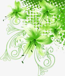 绿色清新抽象花朵植物装饰素材