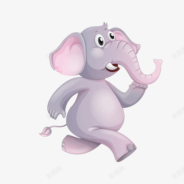 紫色小象png免抠素材_新图网 https://ixintu.com 光泽 动物 卡通 小象 手绘 渐变 紫色 线稿
