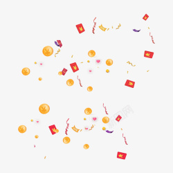 漂浮的红包和金币素材