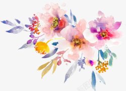 梦幻脚印水粉水粉彩绘花朵高清图片