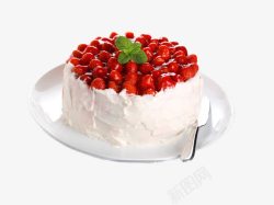 牛奶中的草莓水果蛋糕高清图片