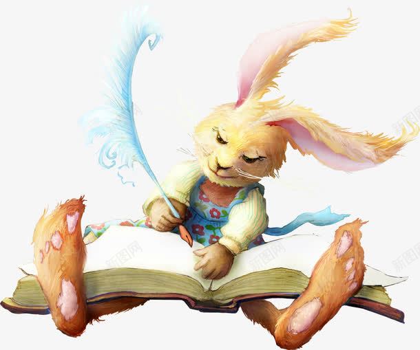 野兔png免抠素材_新图网 https://ixintu.com 书本 兔子 动物 卡通动物 古书 灰兔 野兔