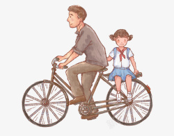 自行车轮子爸爸送女儿上学高清图片