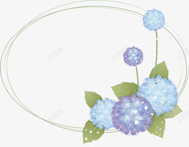蓝色花朵边框png免抠素材_新图网 https://ixintu.com AI 卡通 手绘 线条 花卉 花朵 蓝色 边框 鲜花