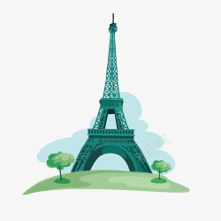 出名建筑卡通水彩建筑物巴黎铁塔矢量图高清图片