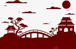 桥建筑免扣图片日本剪影矢量图高清图片