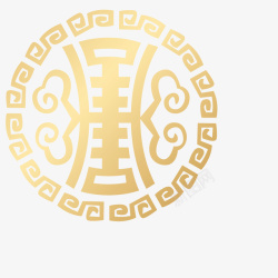 金色花纹福字中国传统图案素材