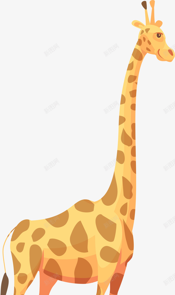 卡通长颈鹿png免抠素材_新图网 https://ixintu.com 免抠图 卡通装饰 可爱动物 彩色底纹 矢量图案 长颈鹿