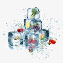 冰冻水花创意水果高清图片