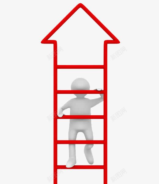 爬红色箭头的小人图标png_新图网 https://ixintu.com 卡通 台阶 实木楼梯 攀爬工具 木梯 梯子 楼梯 用于爬高 登高帮手 箭头 阶梯