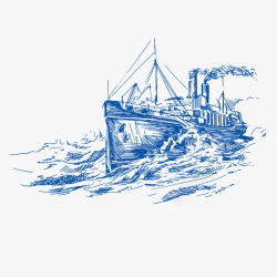 卡通渔业蓝色航海捕鱼元素高清图片