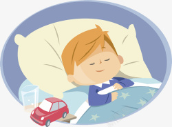 宝宝床上睡着了图标小汽车陪伴的宝宝睡着了高清图片