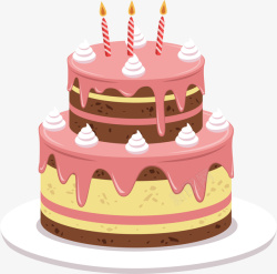 双层生日蛋糕美味双层巧克力蛋糕矢量图高清图片