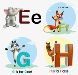 动物课堂动物字母教育课堂高清图片