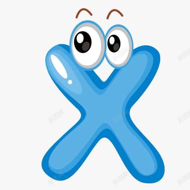 蓝色卡通字母Xpng免抠素材_新图网 https://ixintu.com X png图形 png装饰 卡通 字母 眼睛 蓝色 装饰