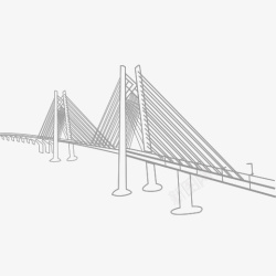 港珠澳大桥灰色手绘港珠澳大桥线稿元素高清图片