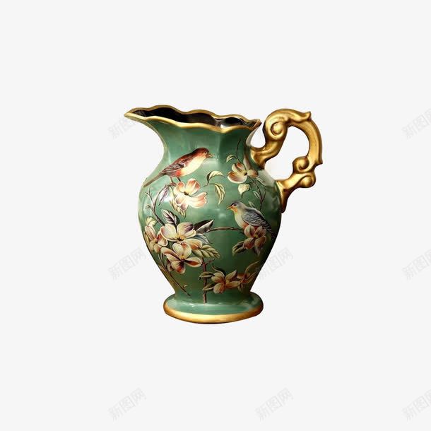 中式复古花瓶png免抠素材_新图网 https://ixintu.com 产品实物 古董 绿色花鸟花瓶 装饰摆件
