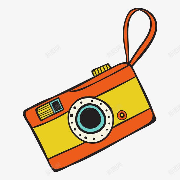 可爱相机出行必备装备png免抠素材_新图网 https://ixintu.com 出行 出行必备 卡通相机 可爱 度假 旅游 橙色相机 游玩 相机