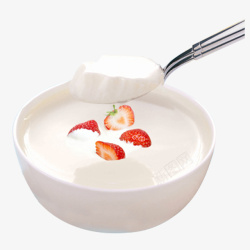 圆碗白色水果老酸奶高清图片