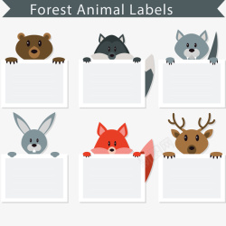 可爱动物标签板创意森林动物标签矢量图高清图片