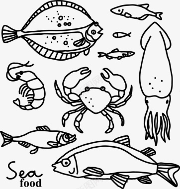 手绘海底动物矢量图图标图标