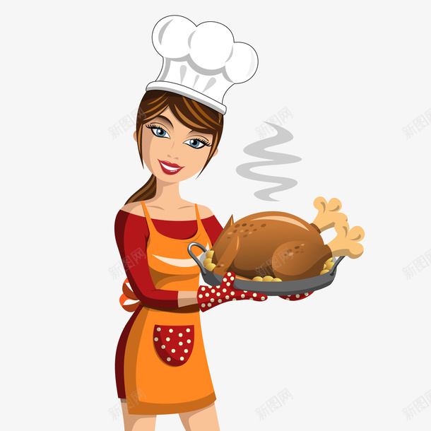 卡通拿着烤鸡的厨师人物png免抠素材_新图网 https://ixintu.com 人物设计 厨师人物 烤鸡 美食 食物 餐厅