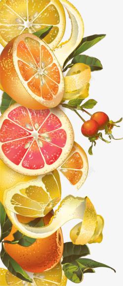 山楂海报复古橙子柠檬蜂蜜背景高清图片
